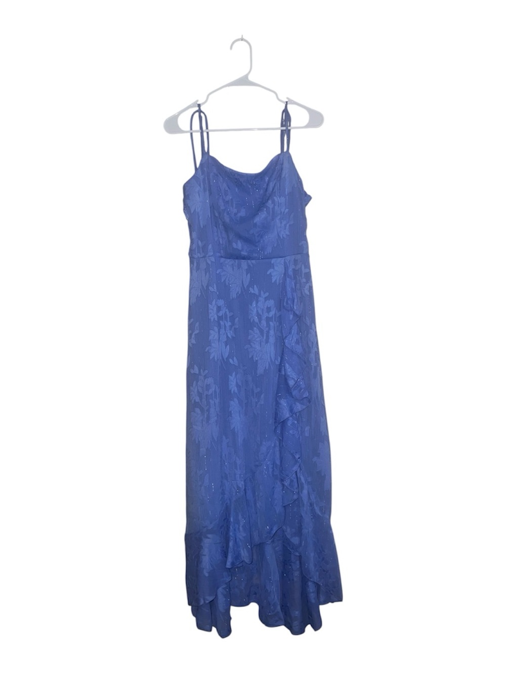 Honey & Rose Light Blue Floral Jacquard Adjustable Strap Midi Dress Sz L